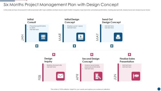 Six Months Project Management Plan With Design Concept Brochure PDF Six Months Project Management Plan With Design Concept Brochure PDF