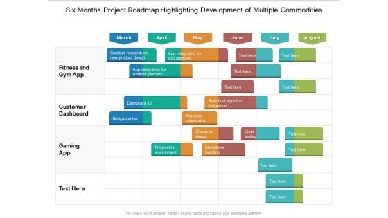 Six Months Project Roadmap Highlighting Development Of Multiple Commodities Formats