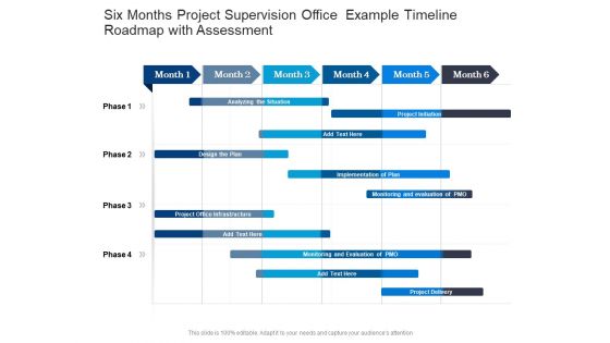 Six Months Project Supervision Office Example Timeline Roadmap With Assessment Icons