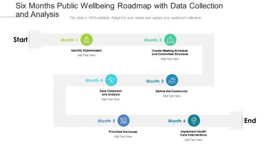 Six Months Public Wellbeing Roadmap With Data Collection And Analysis Clipart