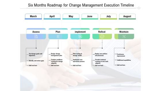 Six Months Roadmap For Change Management Execution Timeline Diagrams Six Months Roadmap For Change Management Execution Timeline Diagrams