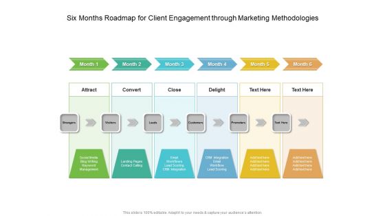 Six Months Roadmap For Client Engagement Through Marketing Methodologies Portrait Six Months Roadmap For Client Engagement Through Marketing Methodologies Portrait