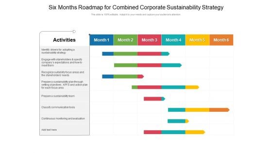 Six Months Roadmap For Combined Corporate Sustainability Strategy Elements Six Months Roadmap For Combined Corporate Sustainability Strategy Elements