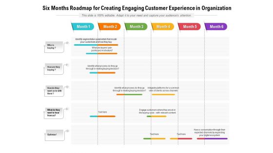 Six Months Roadmap For Creating Engaging Customer Experience In Organization Background