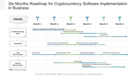 Six Months Roadmap For Cryptocurrency Software Implementation In Business Download PDF