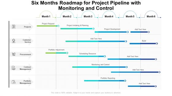 Six Months Roadmap For Project Pipeline With Monitoring And Control Background