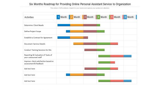 Six Months Roadmap For Providing Online Personal Assistant Service To Organization Clipart