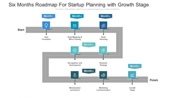 Six Months Roadmap For Startup Planning With Growth Stage Download