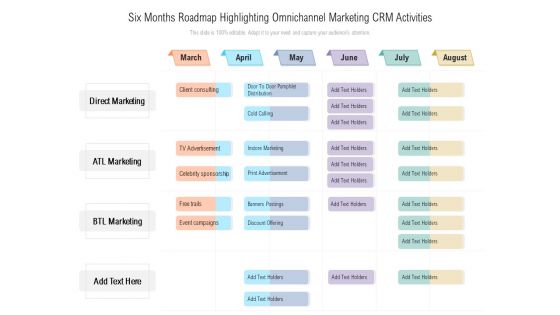 Six Months Roadmap Highlighting Omnichannel Marketing CRM Activities Download