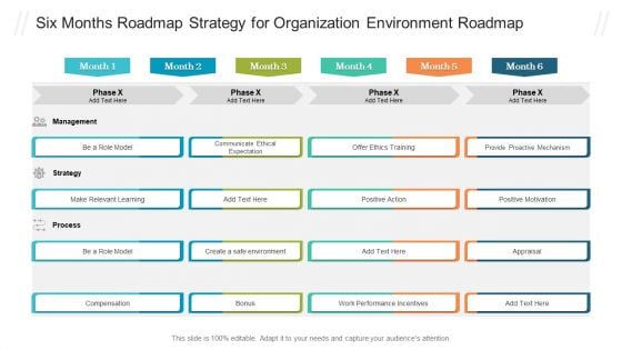 Six Months Roadmap Strategy For Organization Environment Roadmap Inspiration PDF