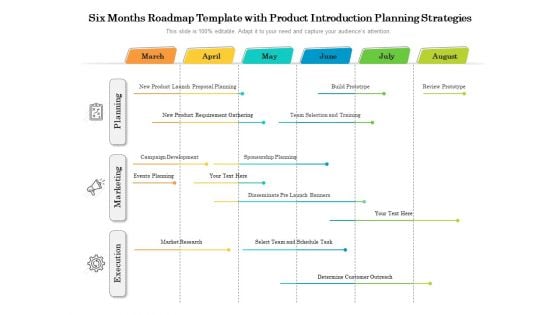 Six Months Roadmap Template With Product Introduction Planning Strategies Icons