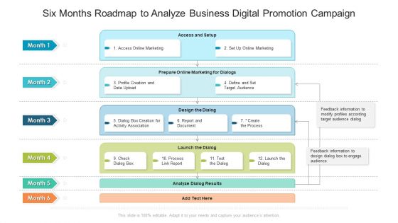 Six Months Roadmap To Analyze Business Digital Promotion Campaign Portrait