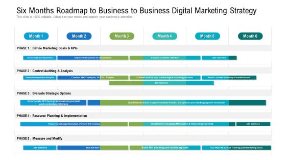 Six Months Roadmap To Business To Business Digital Marketing Strategy Designs