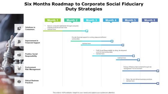 Six Months Roadmap To Corporate Social Fiduciary Duty Strategies Sample Six Months Roadmap To Corporate Social Fiduciary Duty Strategies Sample