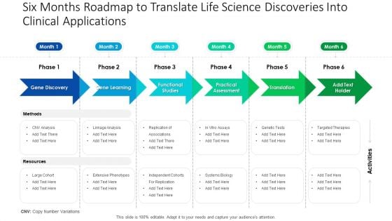 Six Months Roadmap To Translate Life Science Discoveries Into Clinical Applications Diagrams