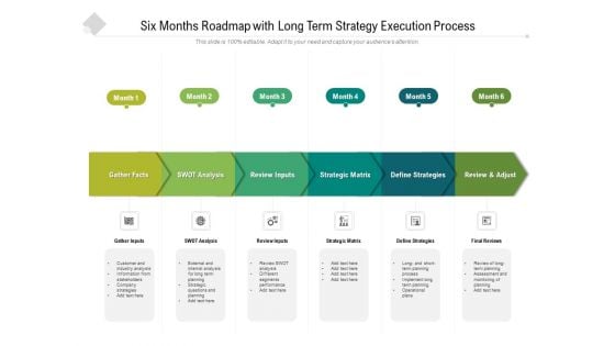 Six Months Roadmap With Long Term Strategy Execution Process Demonstration