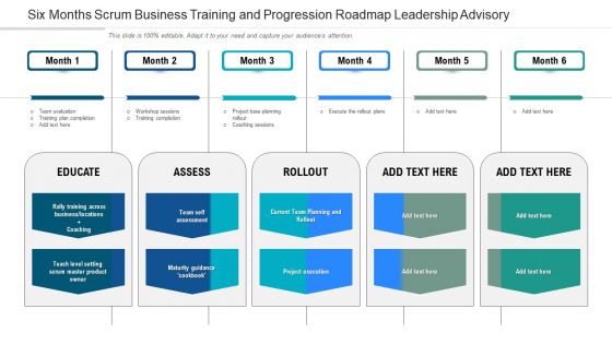Six Months Scrum Business Training And Progression Roadmap Leadership Advisory Mockup Six Months Scrum Business Training And Progression Roadmap Leadership Advisory Mockup