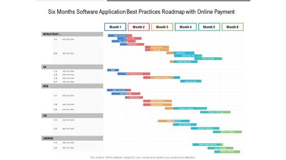 Six Months Software Application Best Practices Roadmap With Online Payment Professional