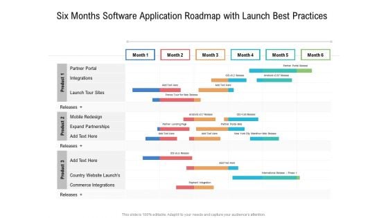 Six Months Software Application Roadmap With Launch Best Practices Clipart
