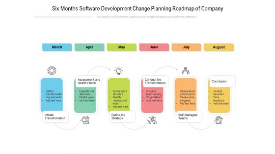 Six Months Software Development Change Planning Roadmap Of Company Infographics