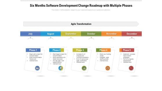 Six Months Software Development Change Roadmap With Multiple Phases Download