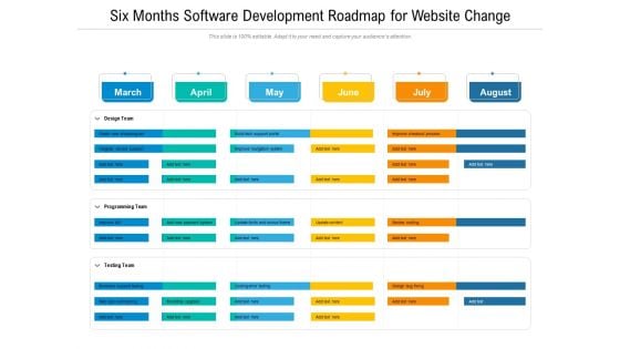 Six Months Software Development Roadmap For Website Change Template