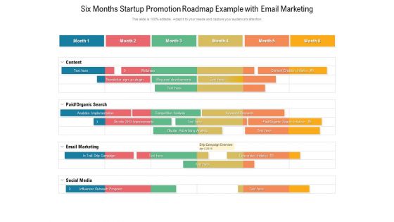 Six Months Startup Promotion Roadmap Example With Email Marketing Designs