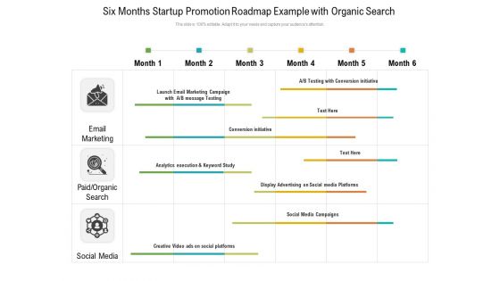 Six Months Startup Promotion Roadmap Example With Organic Search Professional