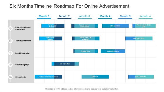 Six Months Timeline Roadmap For Online Advertisement Sample PDF