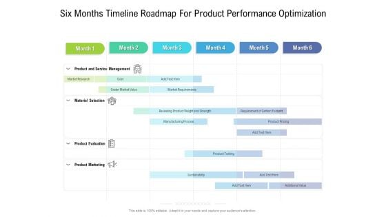 Six Months Timeline Roadmap For Product Performance Optimization Portrait Six Months Timeline Roadmap For Product Performance Optimization Portrait