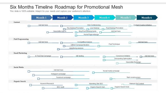 Six Months Timeline Roadmap For Promotional Mesh Demonstration