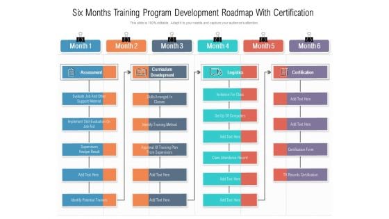 Six Months Training Program Development Roadmap With Certification Brochure