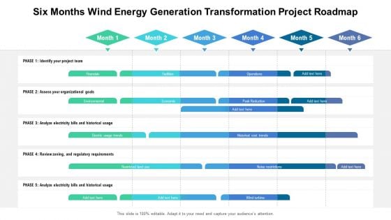 Six Months Wind Energy Generation Transformation Project Roadmap Mockup Six Months Wind Energy Generation Transformation Project Roadmap Mockup