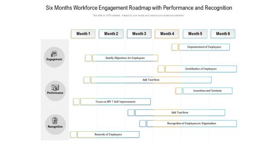 Six Months Workforce Engagement Roadmap With Performance And Recognition Template Six Months Workforce Engagement Roadmap With Performance And Recognition Template