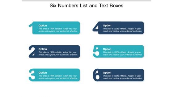 Six Numbers List And Text Boxes Ppt PowerPoint Presentation Infographics Graphic Tips