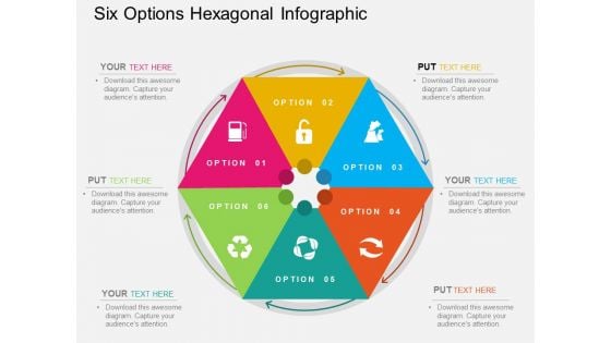 Six Options Hexagonal Infographic Powerpoint Templates