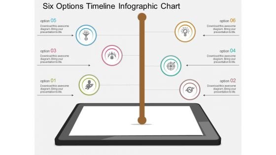 Six Options Timeline Infographic Chart Powerpoint Template