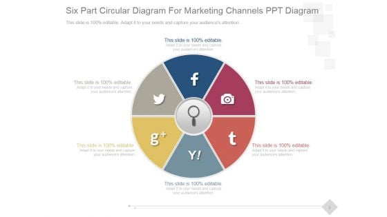 Six Part Circular Diagram For Marketing Channels Ppt PowerPoint Presentation Picture