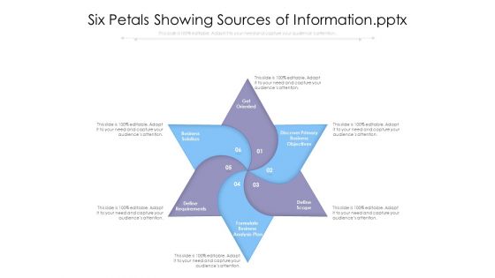 Six Petals Showing Sources Of Information Ppt PowerPoint Presentation Professional Background Designs PDF