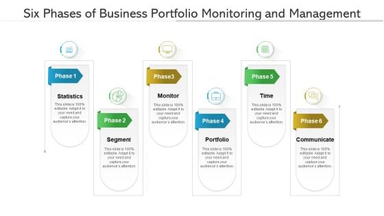 Six Phases Of Business Portfolio Monitoring And Management Ppt PowerPoint Presentation Gallery Inspiration PDF