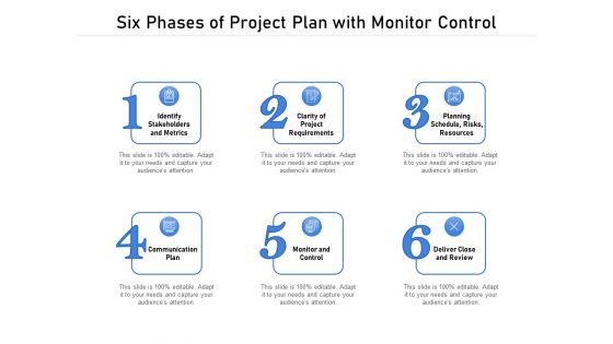 Six Phases Of Project Plan With Monitor Control Ppt PowerPoint Presentation Inspiration Styles