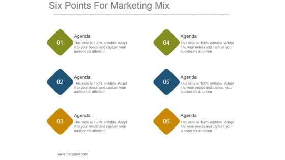 Six Points For Marketing Mix Powerpoint Slide Backgrounds