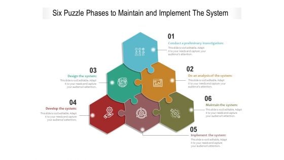 Six Puzzle Phases To Maintain And Implement The System Ppt PowerPoint Presentation Outline Skills PDF