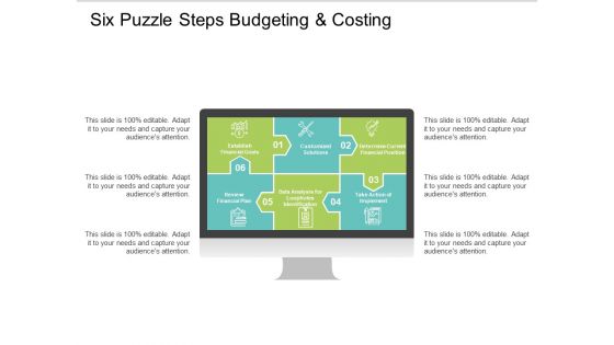 Six Puzzle Steps Budgeting And Costing Ppt PowerPoint Presentation Inspiration Graphic Tips