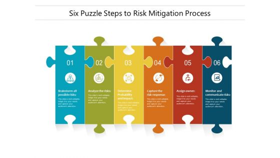 Six Puzzle Steps To Risk Mitigation Process Ppt PowerPoint Presentation File Example PDF