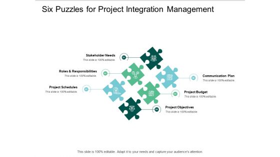 Six Puzzles For Project Integration Management Ppt PowerPoint Presentation Layouts Templates