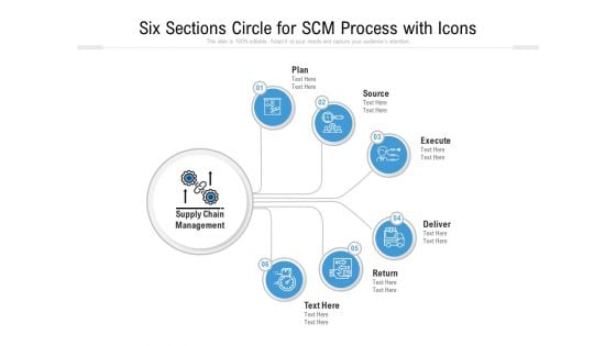 Six Sections Circle For SCM Process With Icons Ppt PowerPoint Presentation Diagram Templates PDF