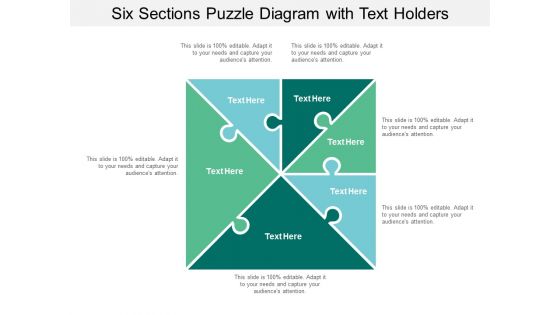 six sections puzzle diagram with text holders ppt powerpoint presentation layouts layout ideas