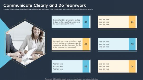 Six Sigma Methodologies For Process Optimization Communicate Clearly And Do Teamwork Rules PDF