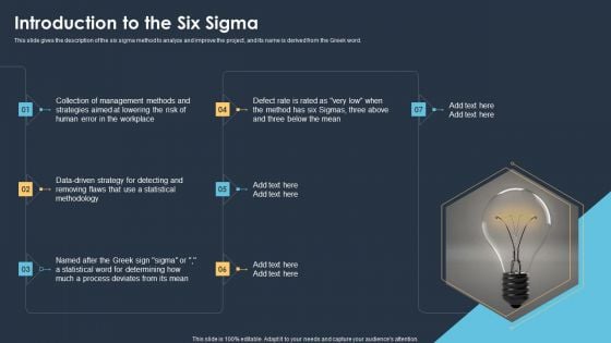 Six Sigma Methodologies For Process Optimization Introduction To The Six Sigma Topics PDF